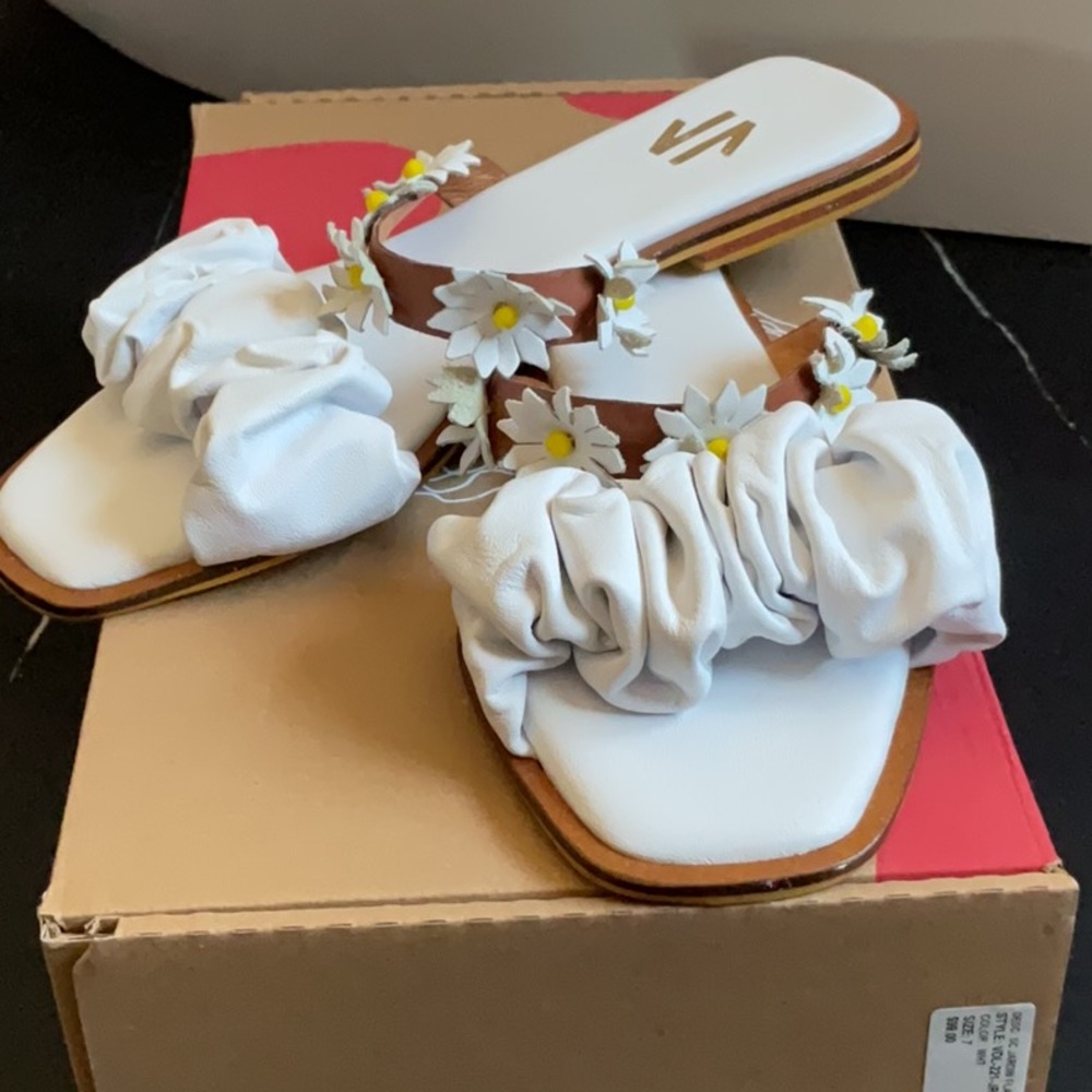 SILVIA COBOS WHITE JARDIN SLIDE SANDALS